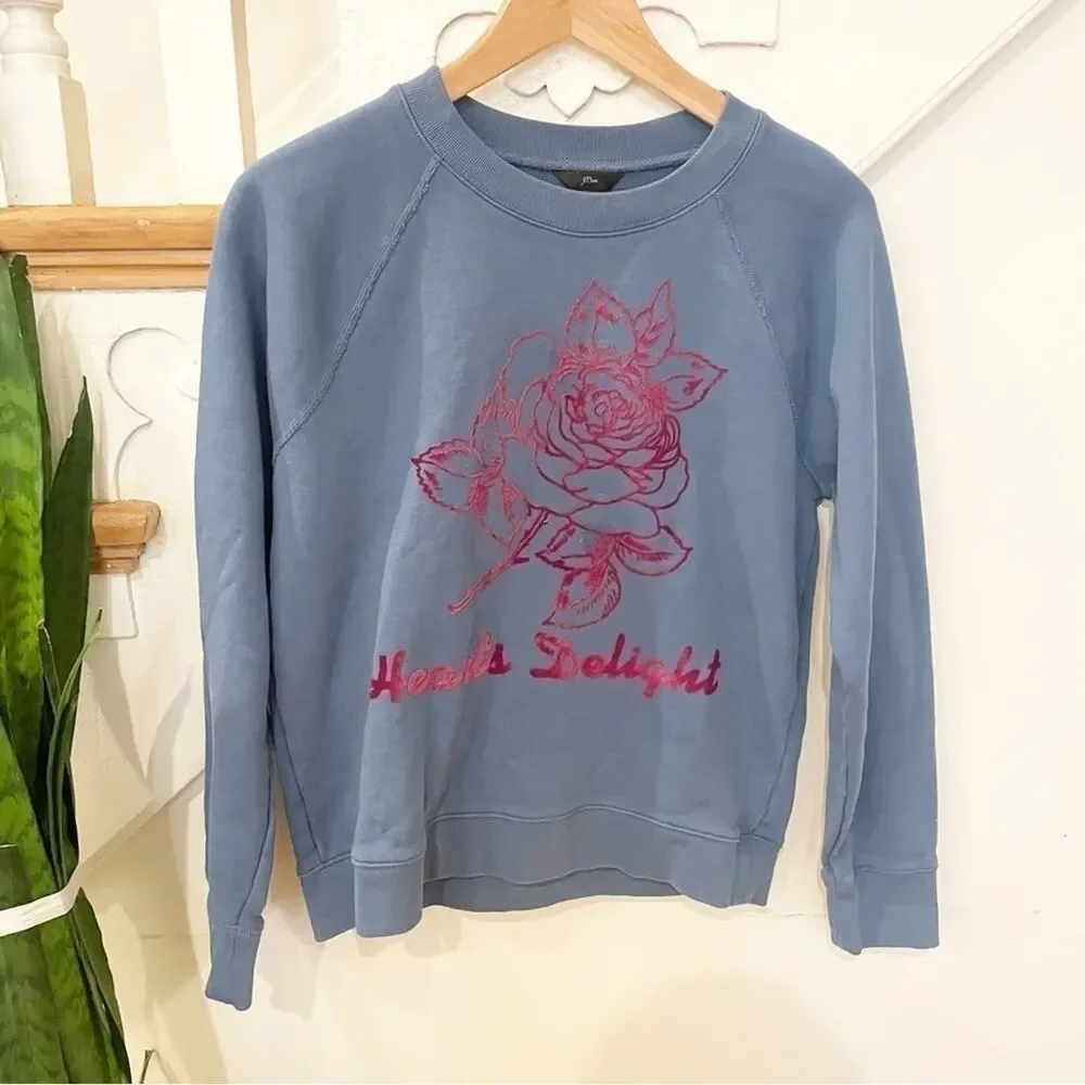 J.Crew Blue Long Sleeve Crewneck Cotton 